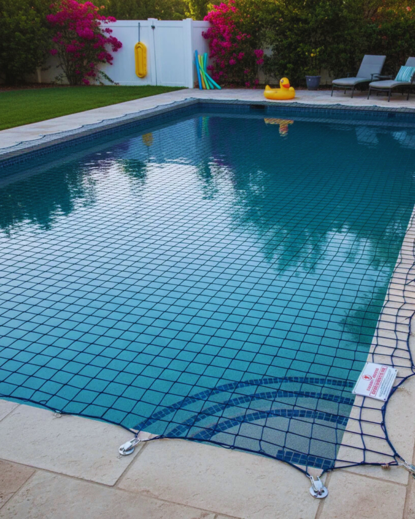 Swimming pool safety nets installation